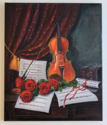Violin and roses